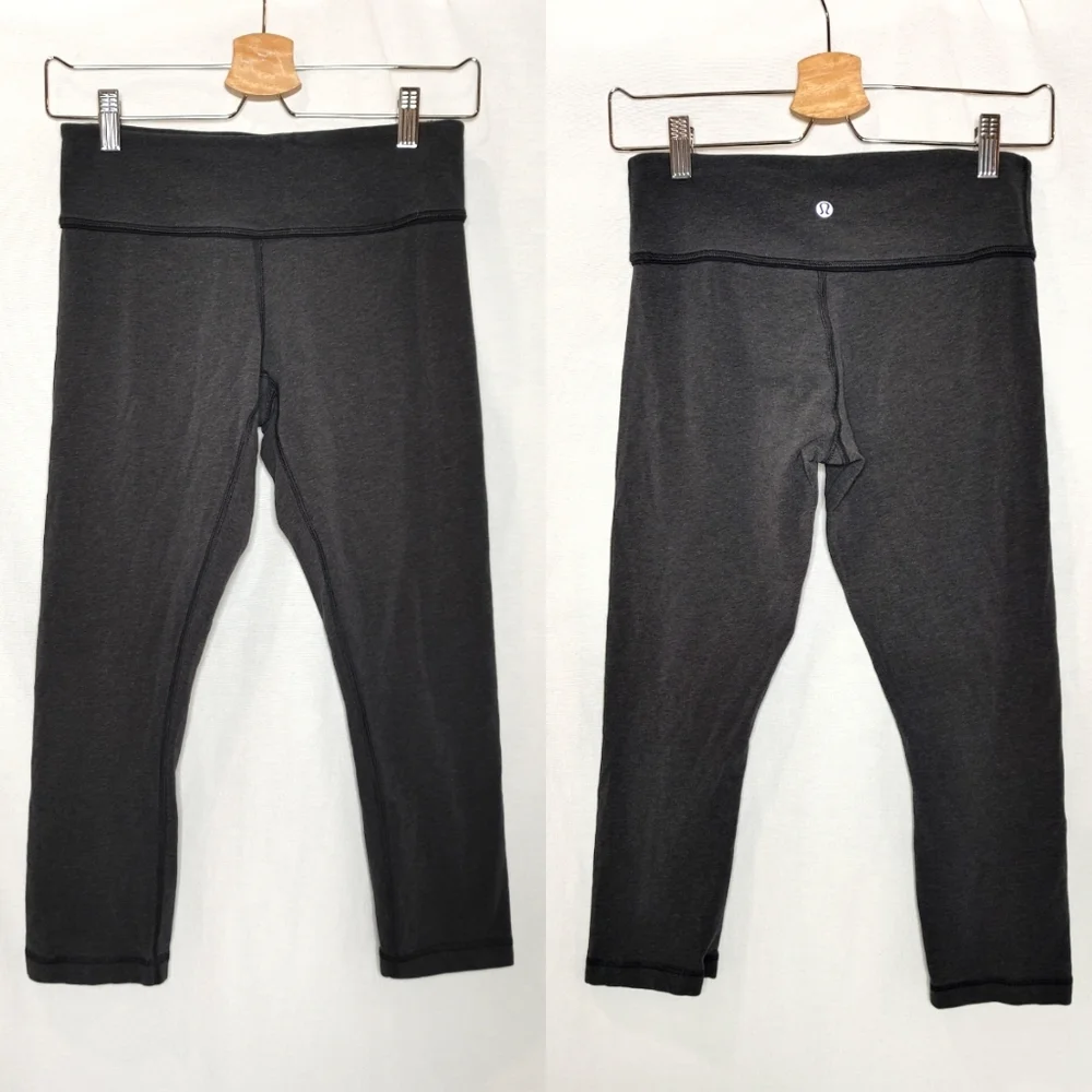 Lululemon Wunder Under Tights‎ Cropped Capri Leggings Charcoal Gray Est. 4 21